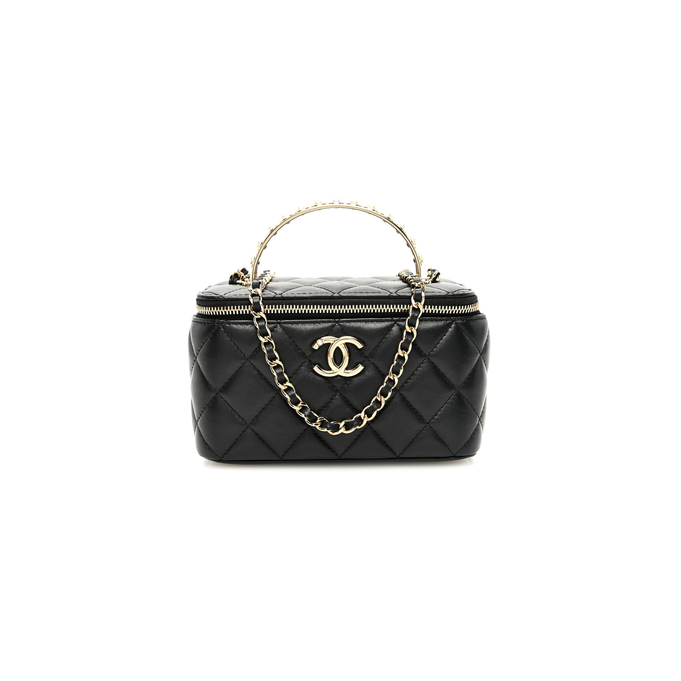 CHANEL MASTER SMALL PEARL TOP HANDLE VANITY CASE WITH CHAIN AP3956 (17*9.5*7.8cm)